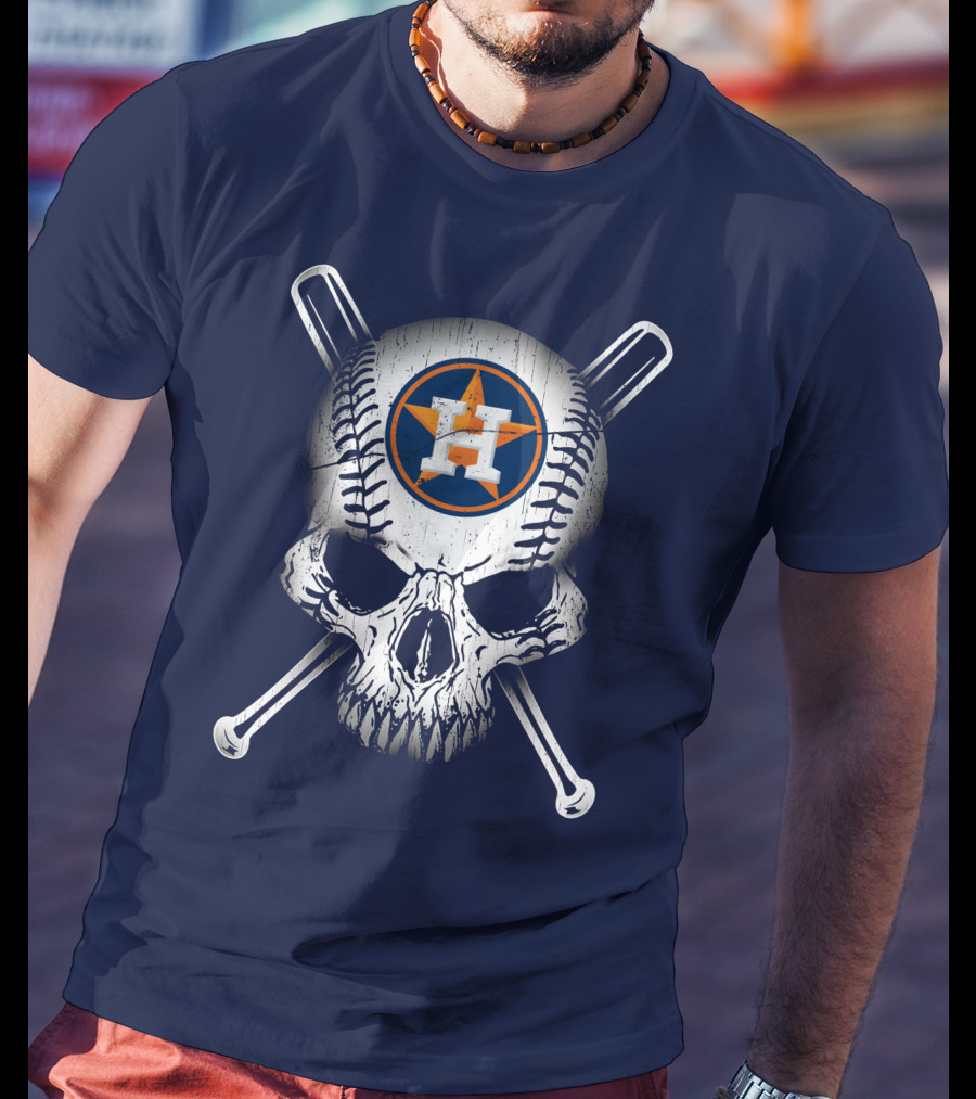 Houston Astros Baseball Skull Crossbones T-Shirt