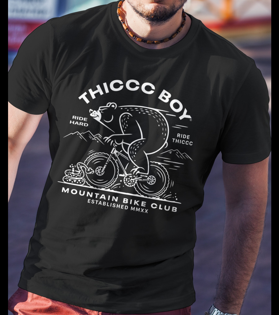 THICCC BOY Mountain Bike Club Ride Hard Ride Thiccc Established MMXX T-Shirt