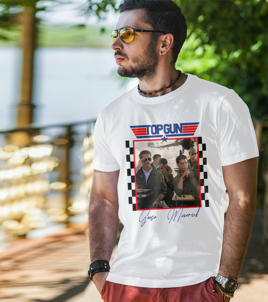Top Gun Goose Maverick Classic Aviation Icons In Signature Flight Gear T-Shirt