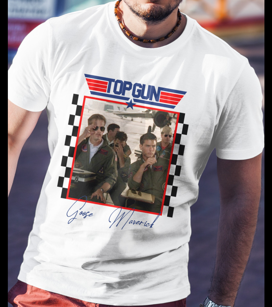 Top Gun Goose Maverick Classic Aviation Icons In Signature Flight Gear T-Shirt