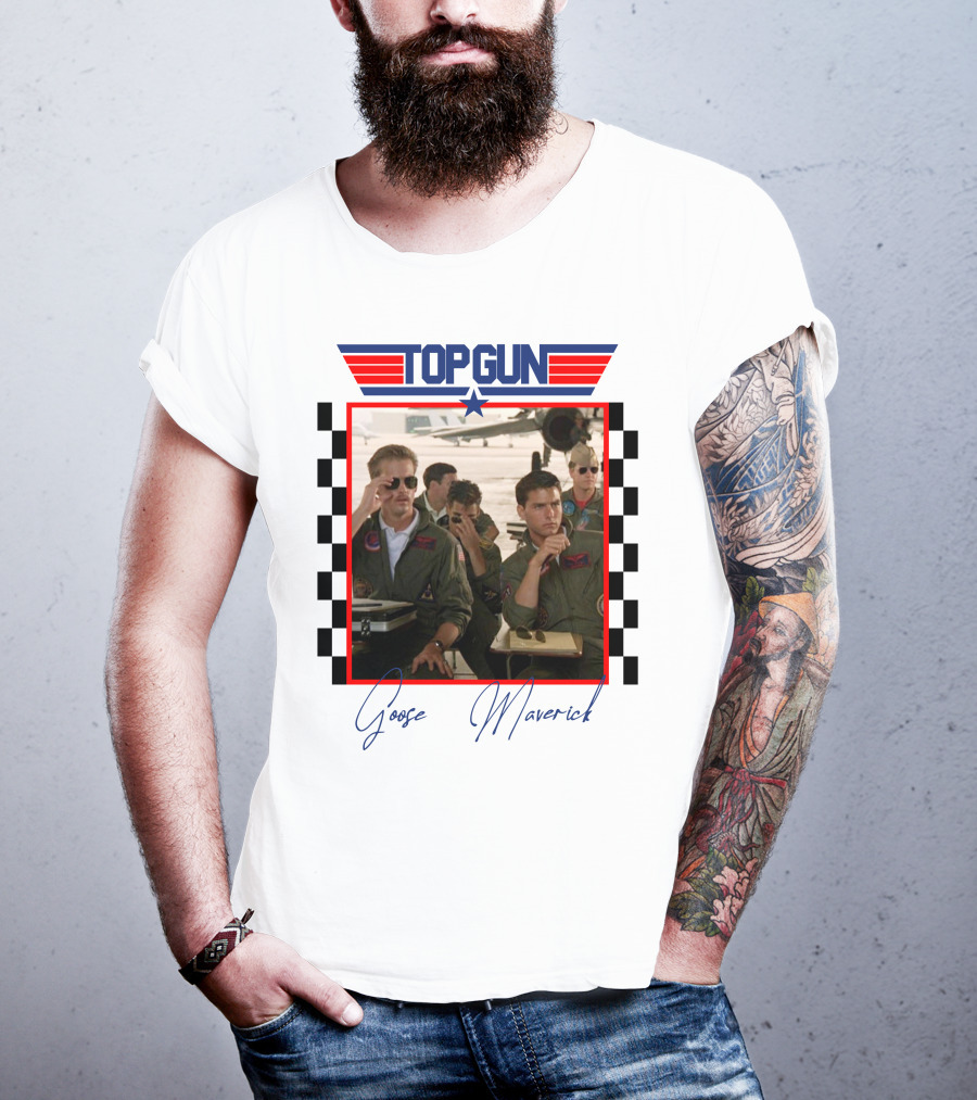 Top Gun Goose Maverick Classic Aviation Icons In Signature Flight Gear T-Shirt
