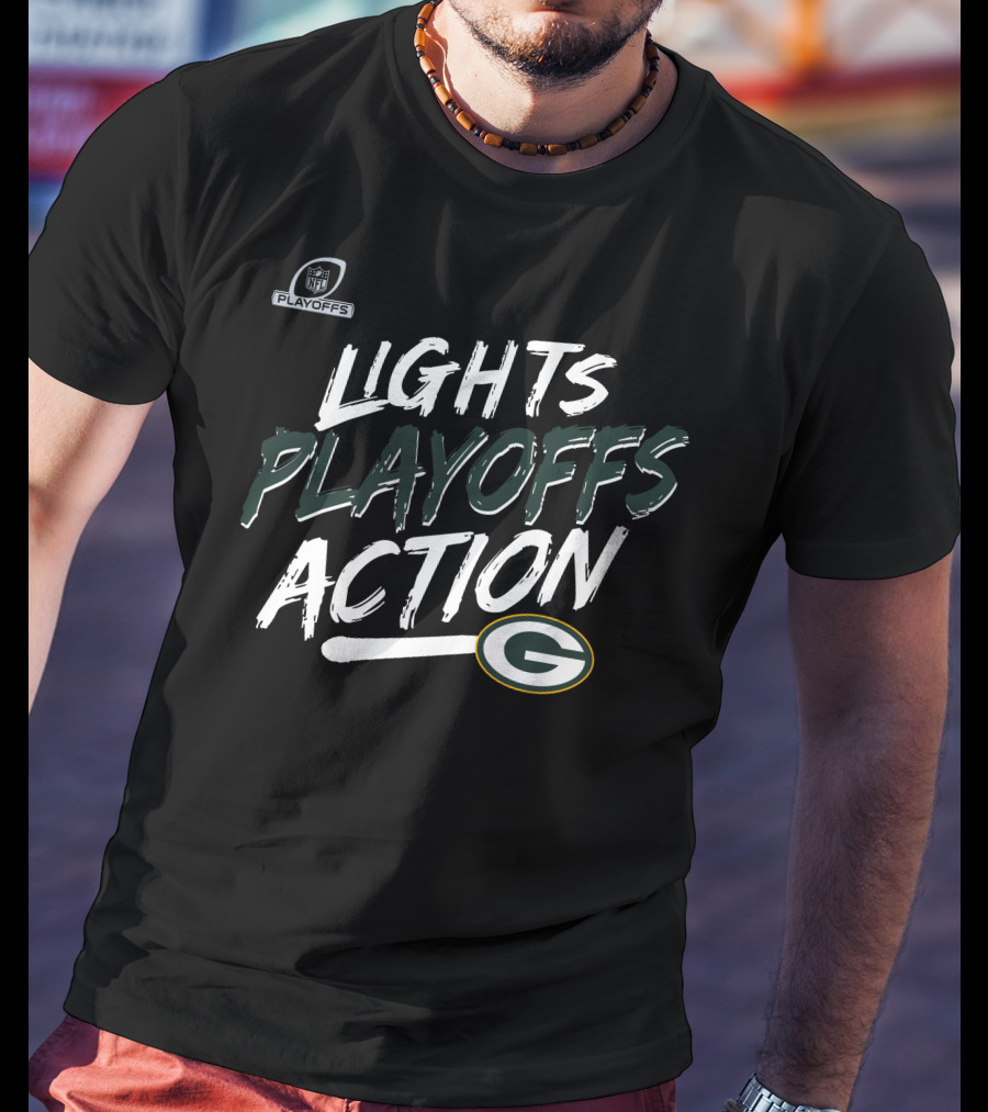 NFL Playoffs Lights Action Green Bay Packers T-Shirt