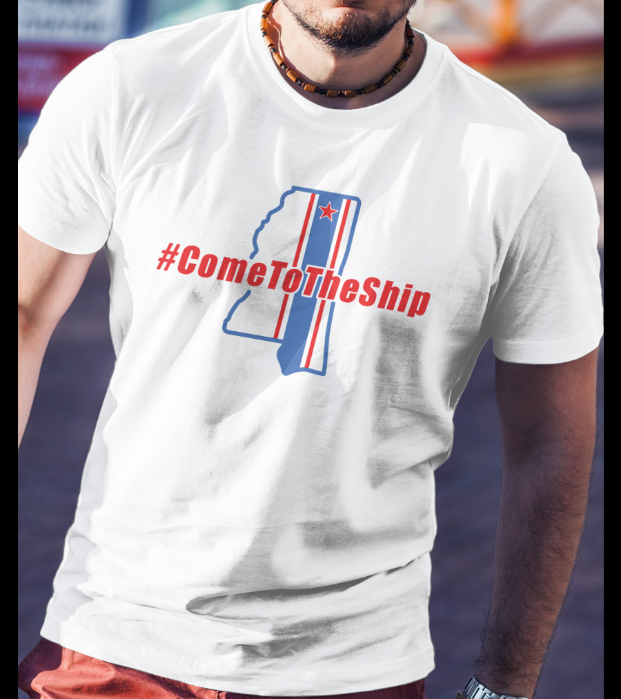 ComeToTheShip Mississippi Outline Red Blue Stripe Star T-Shirt
