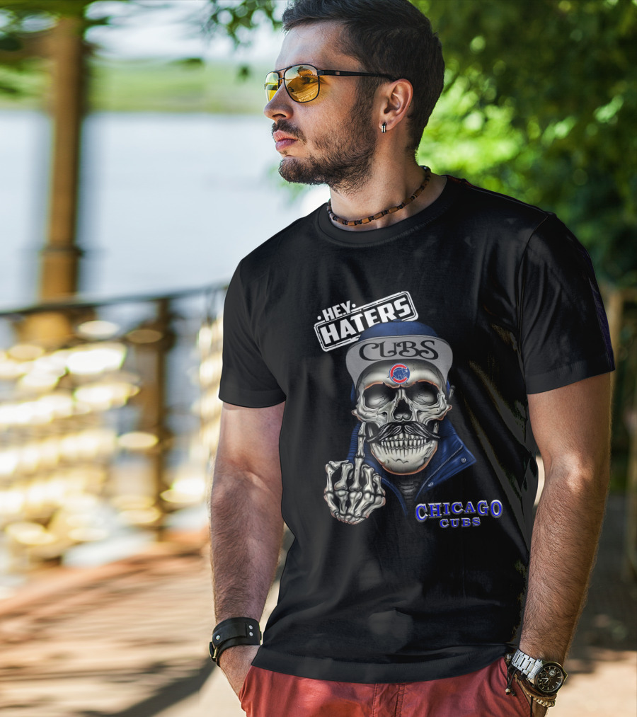 Chicago Cubs Hey Haters Skull Gesture T-Shirt