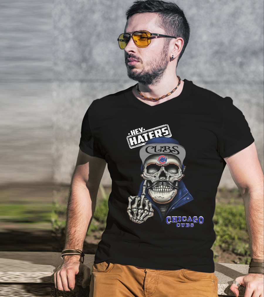 Chicago Cubs Hey Haters Skull Gesture T-Shirt