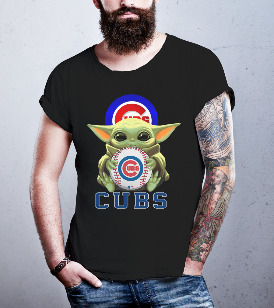 Cubs Baseball Star Wars Yoda Holding Mlb T-Shirt