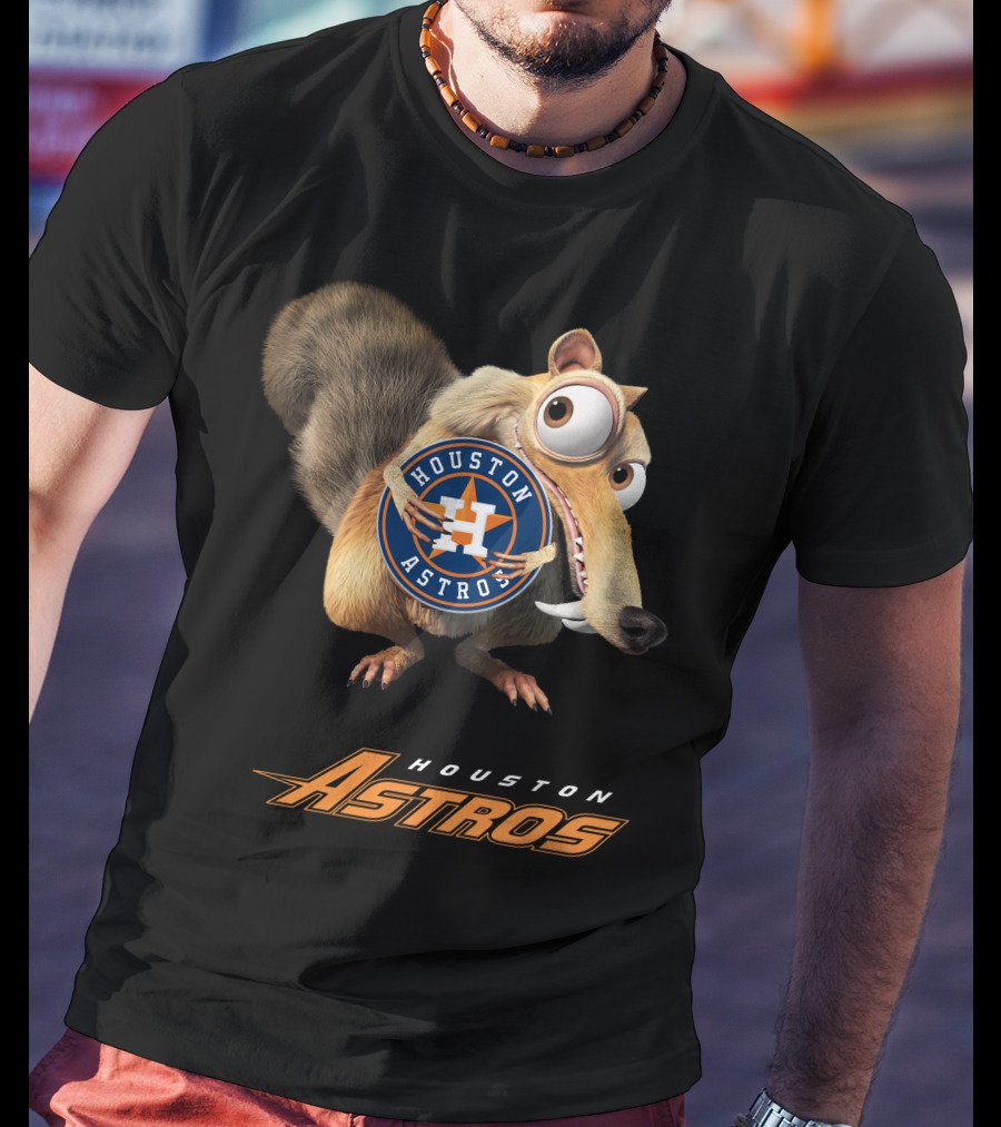 Houston Astros Ice Age Crossover With Scrat Holding T-Shirt