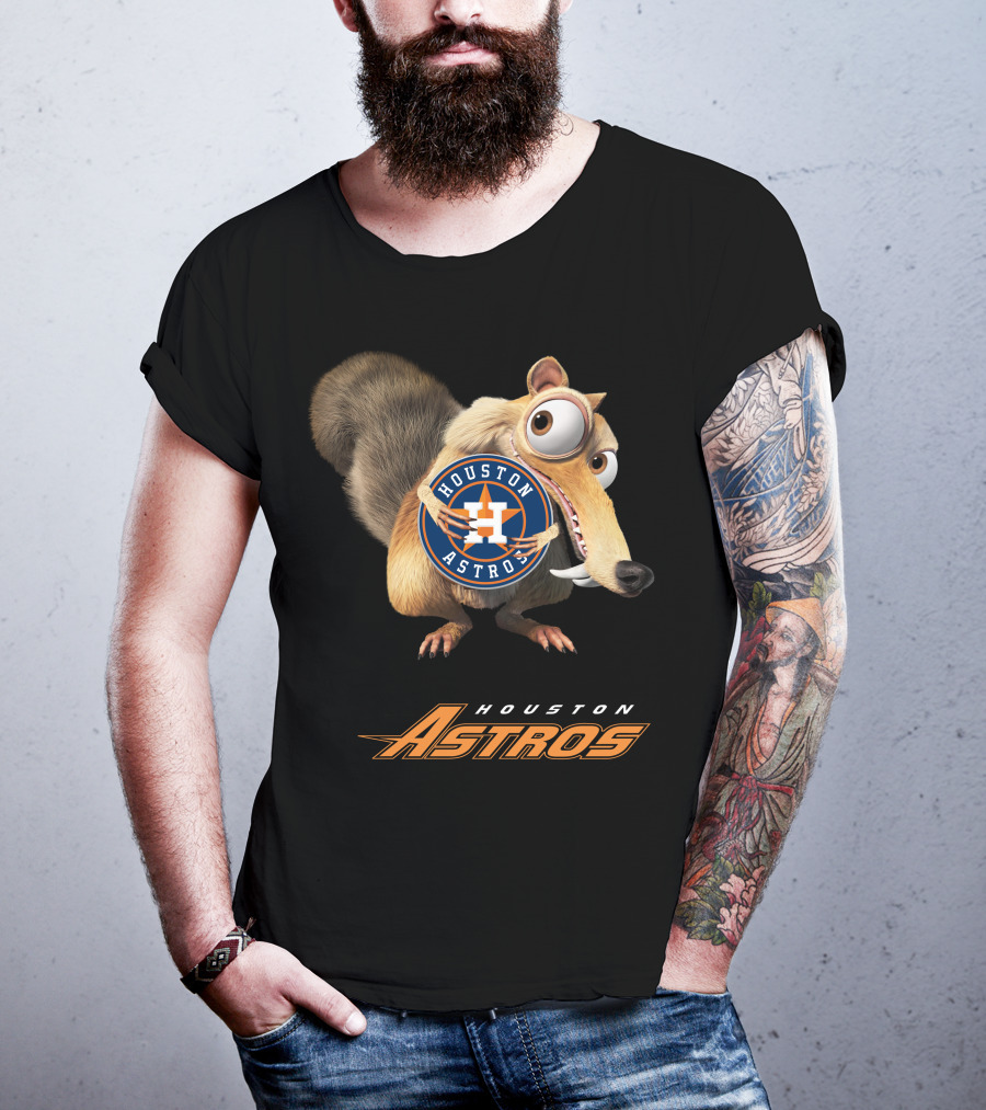 Houston Astros Ice Age Crossover With Scrat Holding T-Shirt