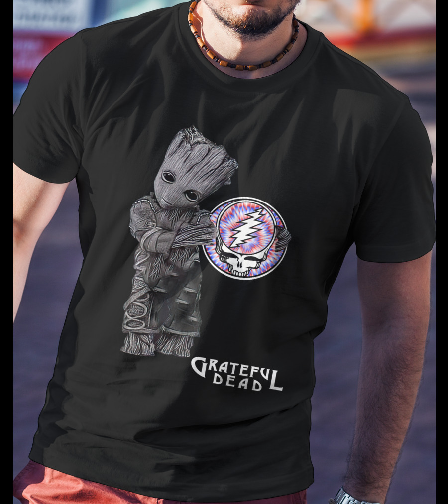 Grateful Dead Groot Holding Steal Your Face Skull T-Shirt