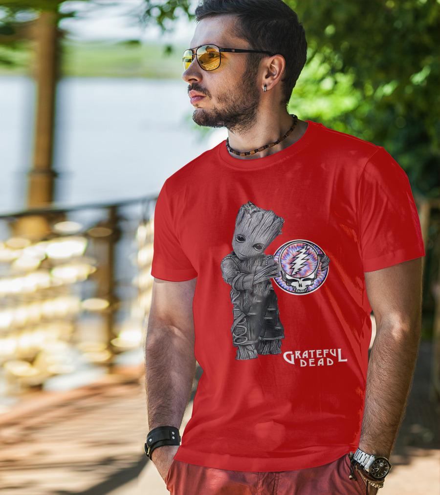 Grateful Dead 07 With Stylized Tree Character And Lightning Skull T-Shirt