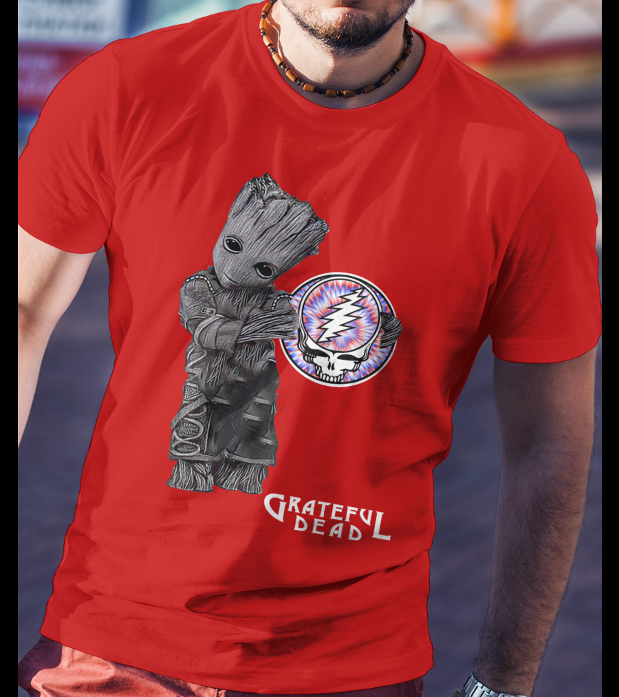 Grateful Dead 07 With Stylized Tree Character And Lightning Skull T-Shirt