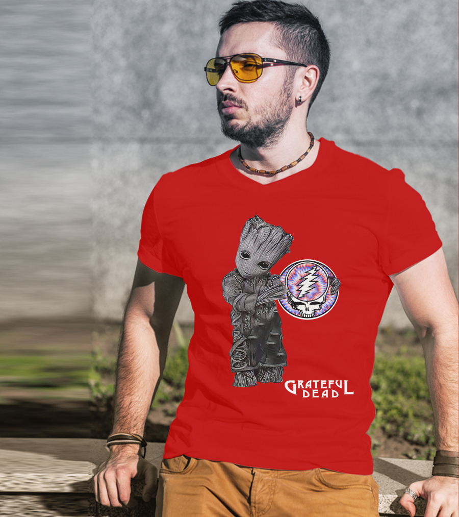 Grateful Dead 07 With Stylized Tree Character And Lightning Skull T-Shirt