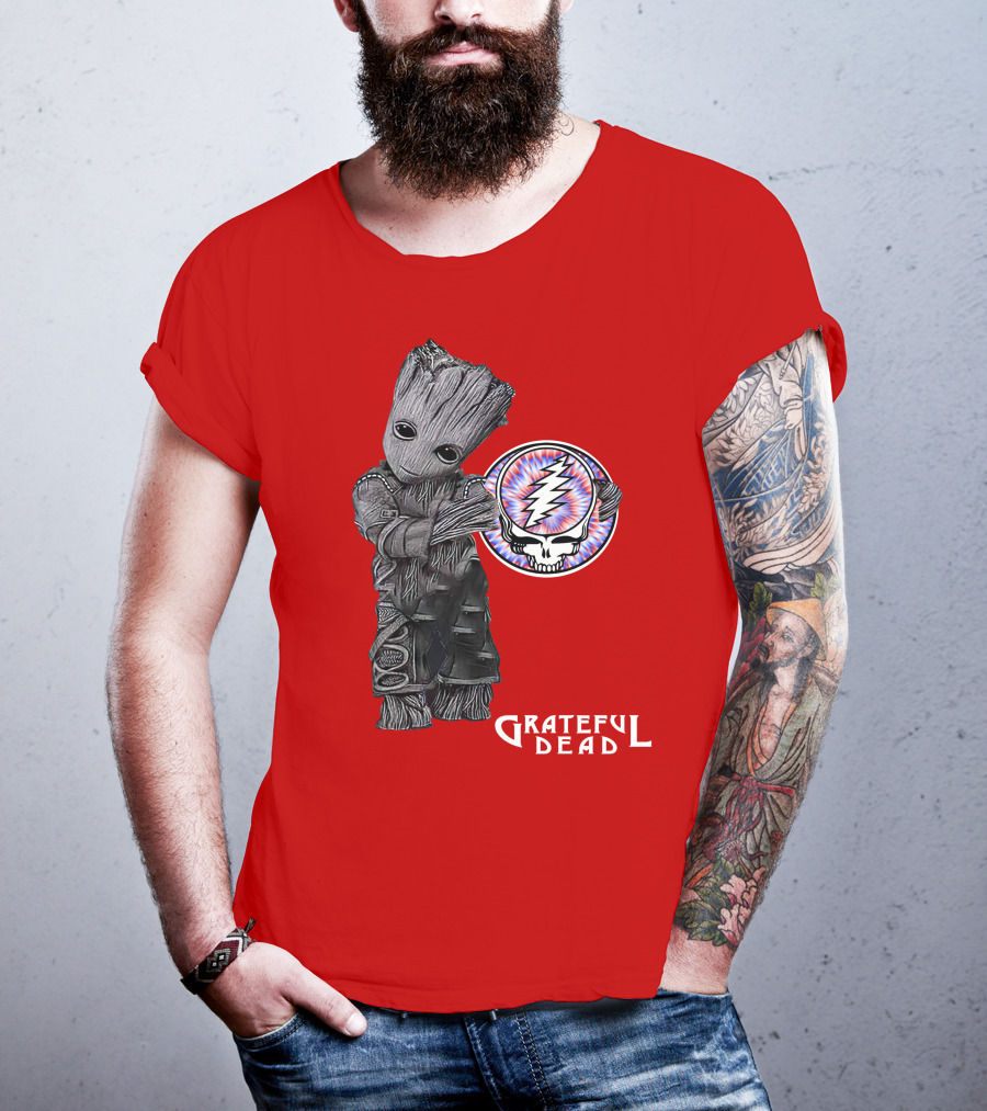 Grateful Dead 07 With Stylized Tree Character And Lightning Skull T-Shirt