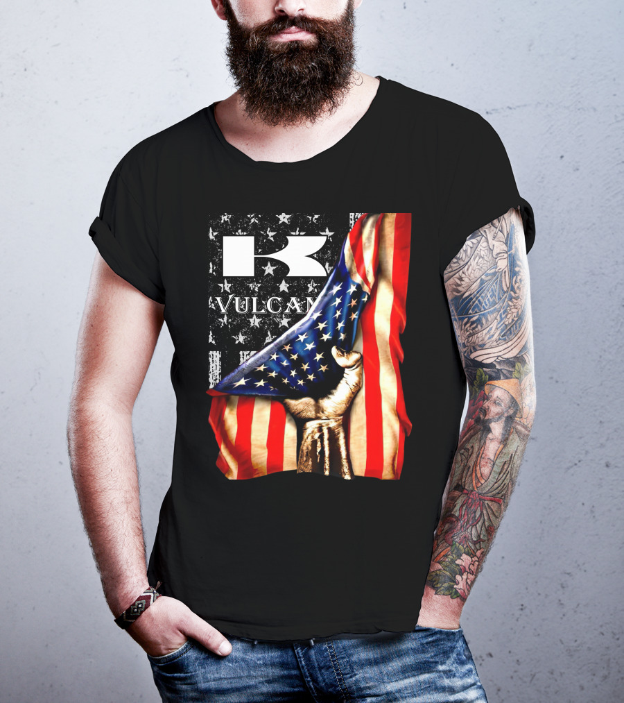 Vulcan Hand Gripping American Flag With Stars And Stripes T-Shirt