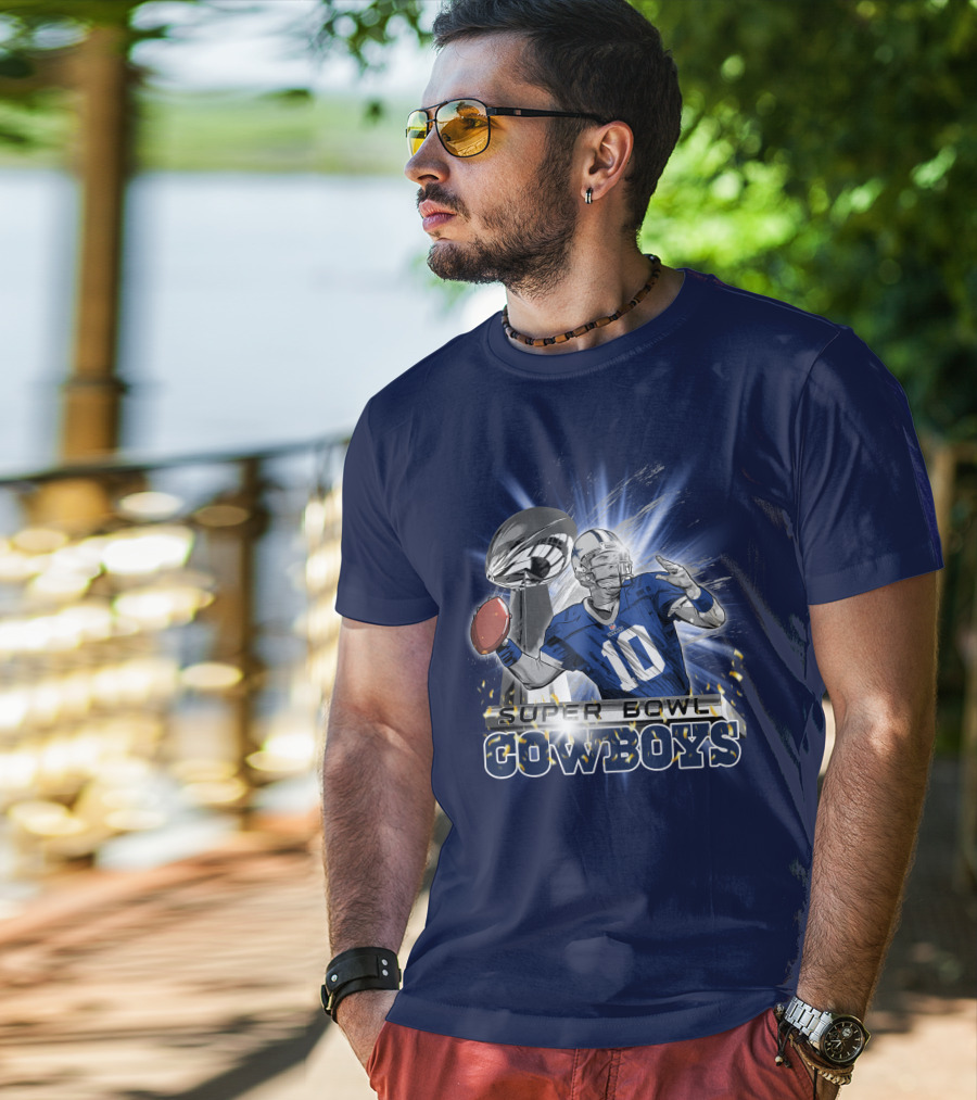 Super Bowl Cowboys Quarterback With Trophy T-Shirt