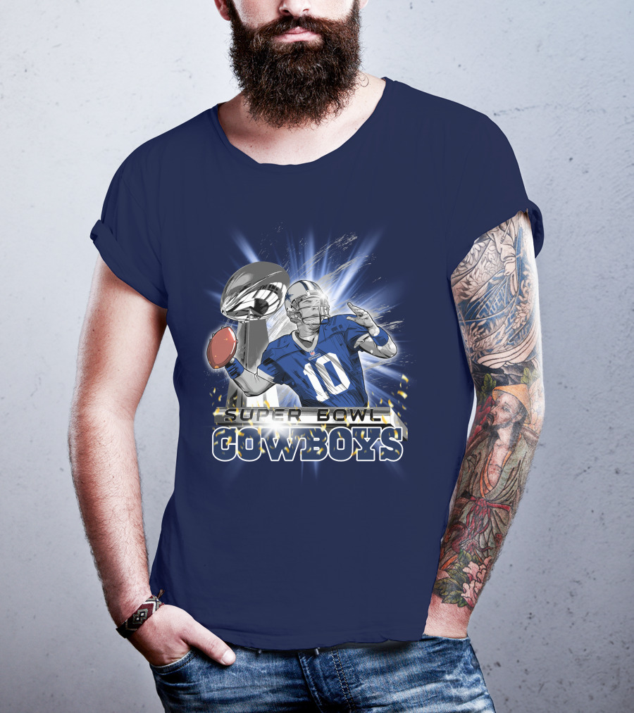 Super Bowl Cowboys Quarterback With Trophy T-Shirt