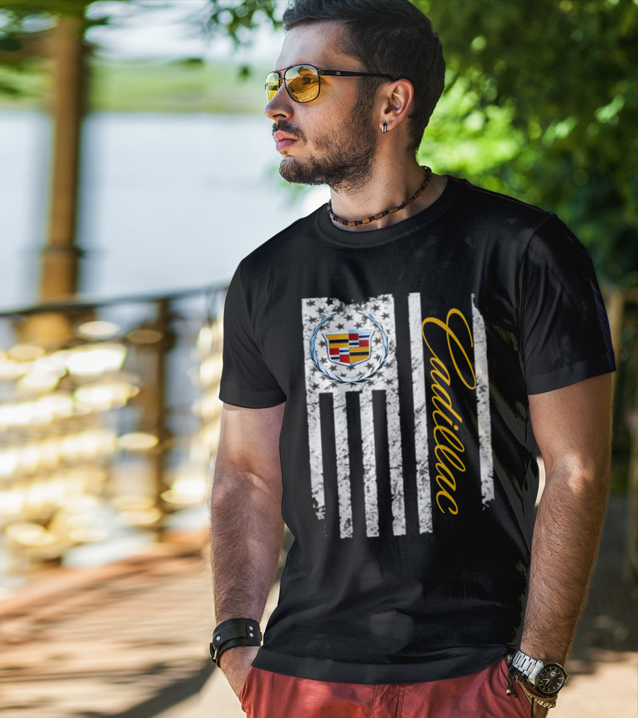 Cadillac Logo American Flag T-Shirt