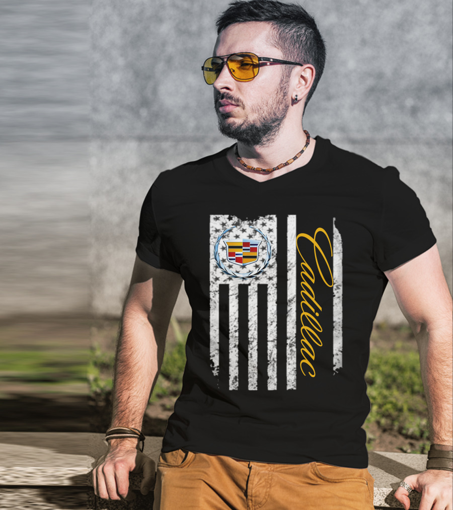 Cadillac Logo American Flag T-Shirt