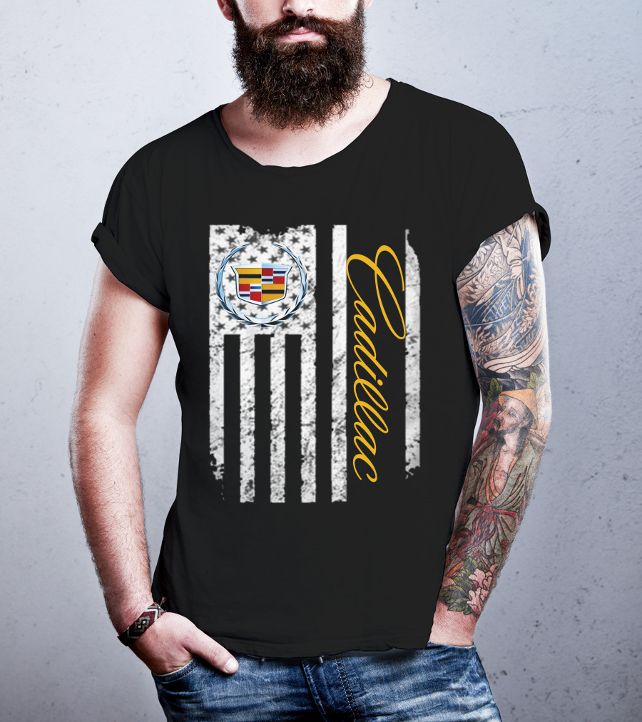 Cadillac Logo American Flag T-Shirt