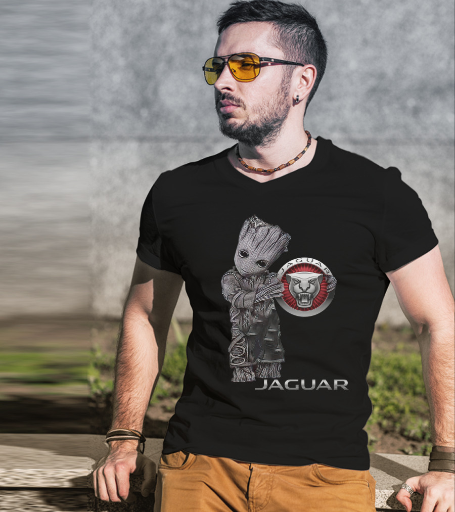 Jaguar Emblem With Tree Figure Hugging T-Shirt