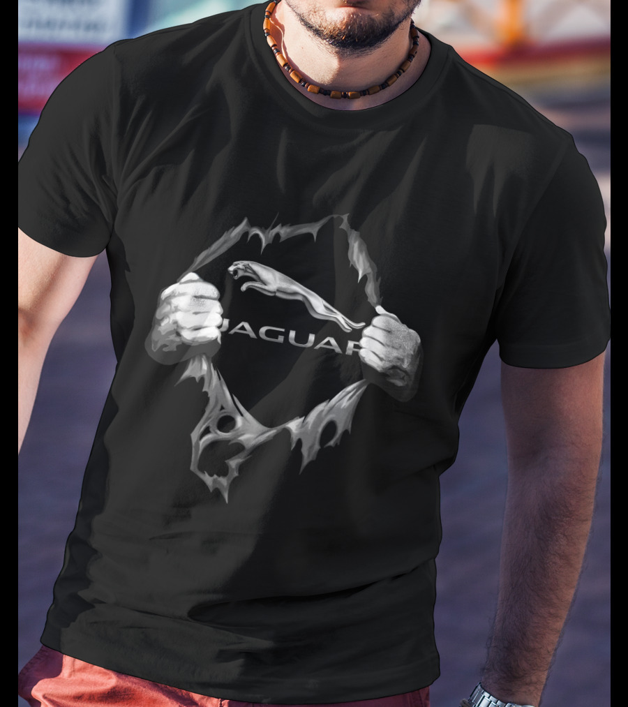 Jaguar Logo With Ripped Hands Effect T-Shirt