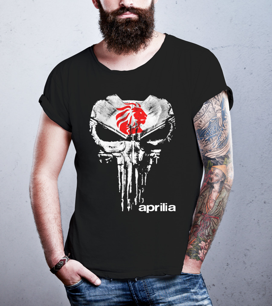 Aprilia Skull With Red Lion Symbol T-Shirt