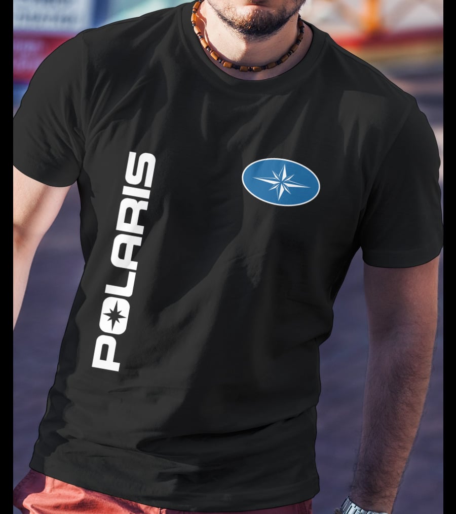 Polaris Star Logo Vertical Text Blue Oval Symbol T-Shirt
