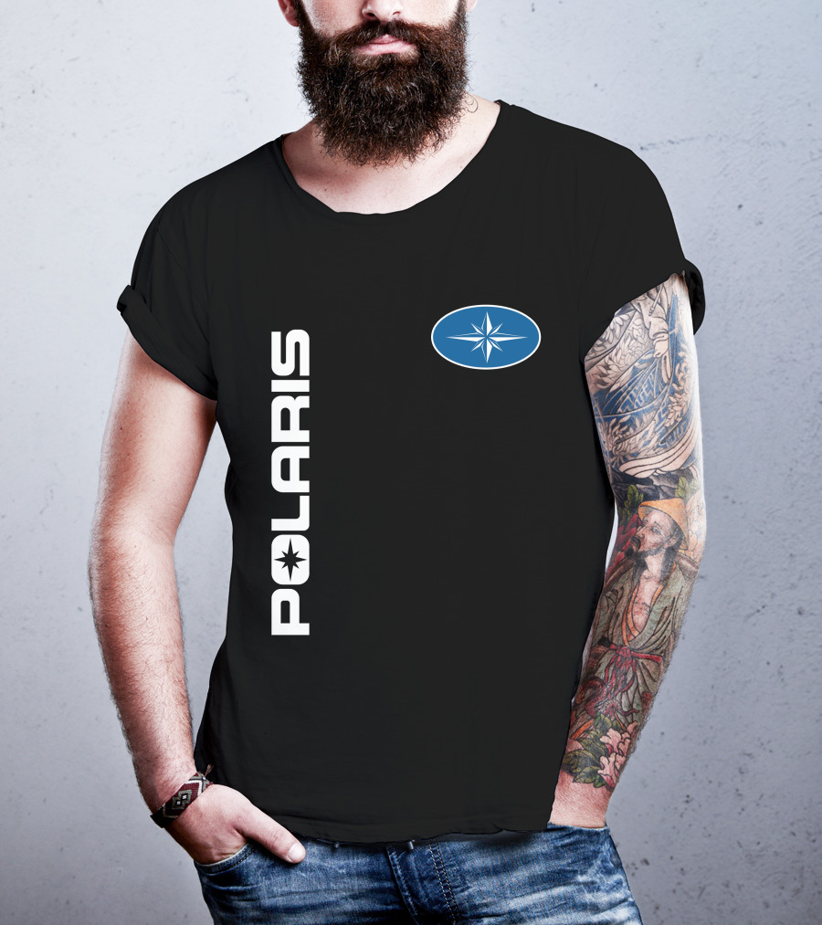 Polaris Star Logo Vertical Text Blue Oval Symbol T-Shirt