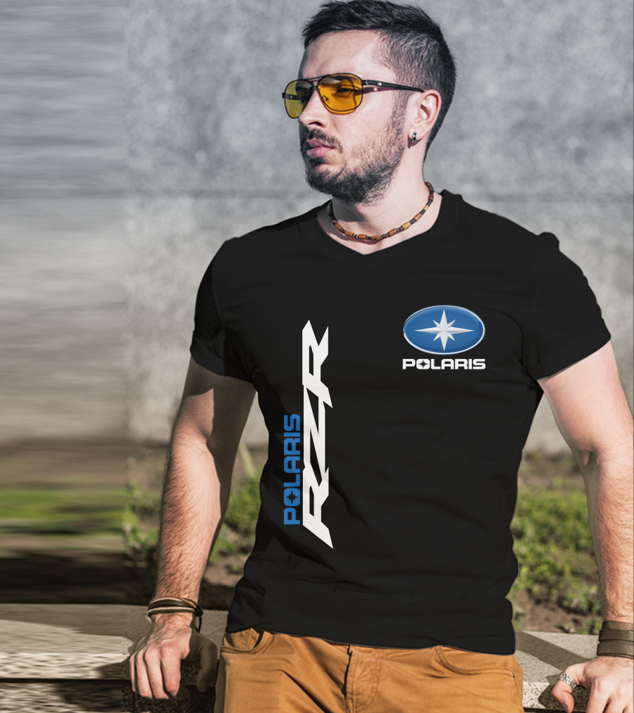 Polaris Rzr Logo Blue And White T-Shirt