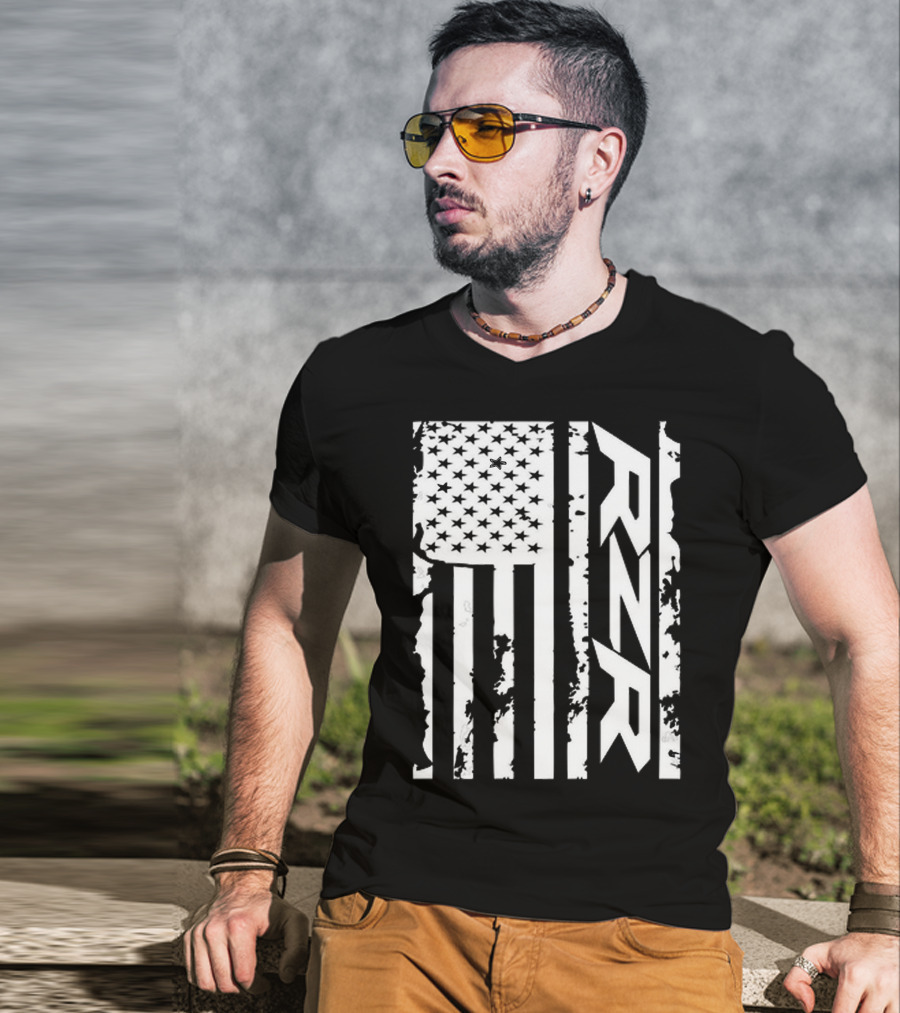 Rzr American Flag Distressed Style T-Shirt