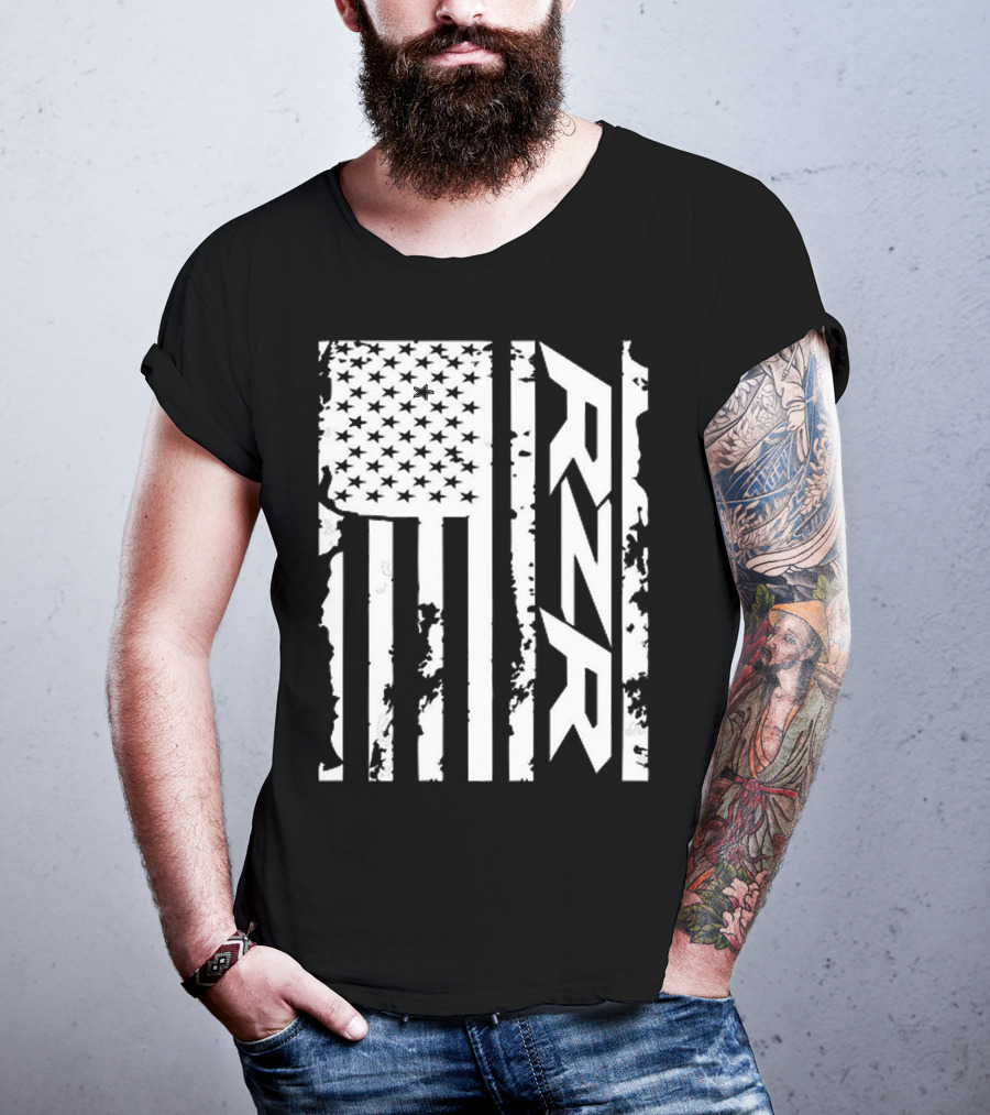 Rzr American Flag Distressed Style T-Shirt