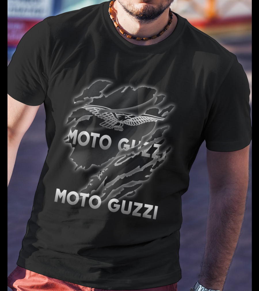 Moto Guzzi Eagle Logo With Guzzi 06 Scratched Texture T-Shirt