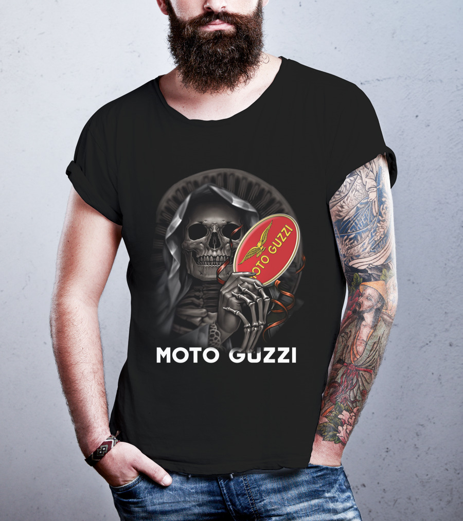 Moto Guzzi Skeleton Holding Red T-Shirt