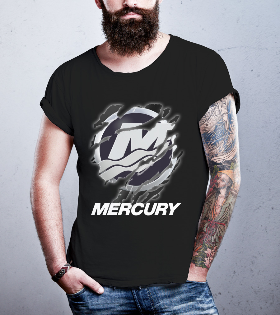Mercury Marine Ripped Claw Logo Wave Symbol T-Shirt