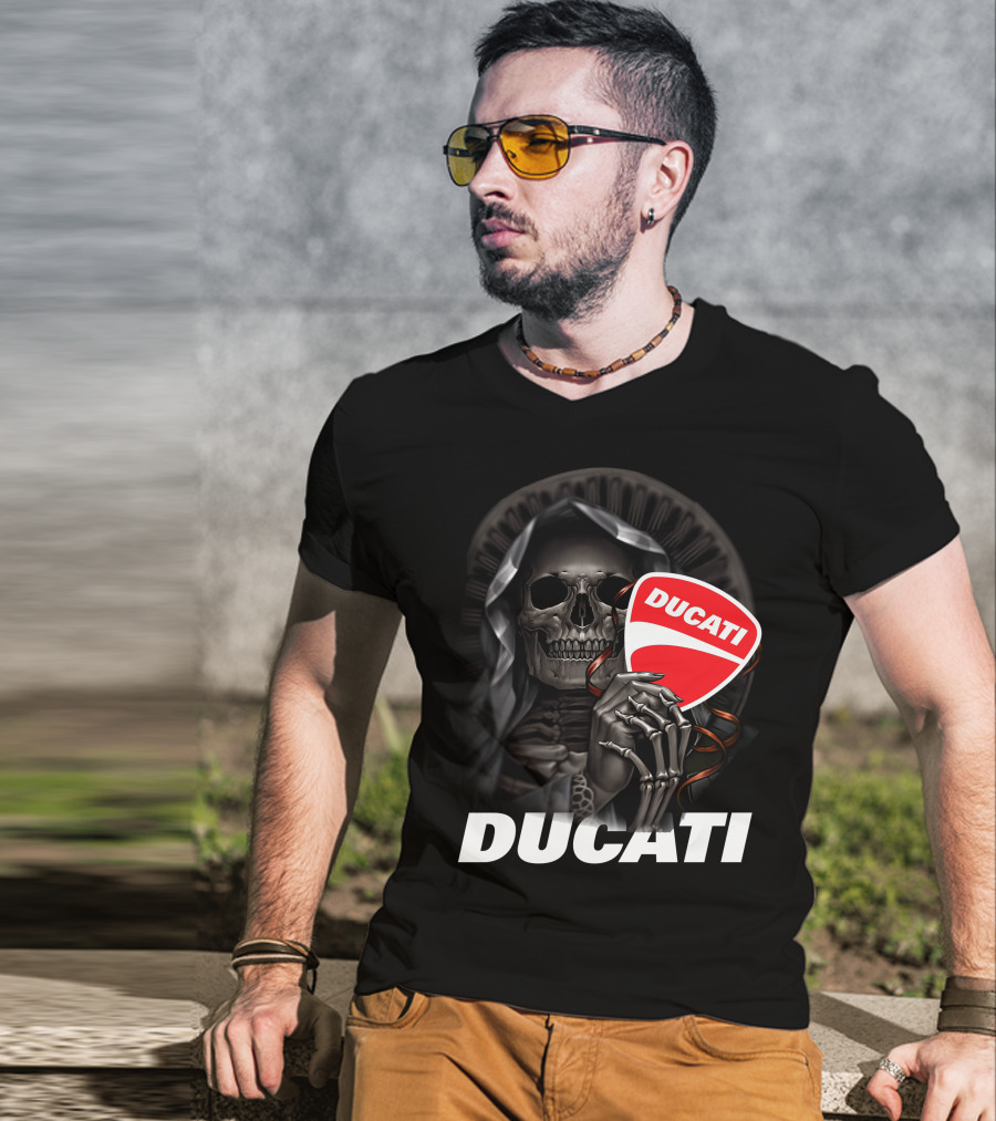 Ducati Skeleton Holding Logo T-Shirt