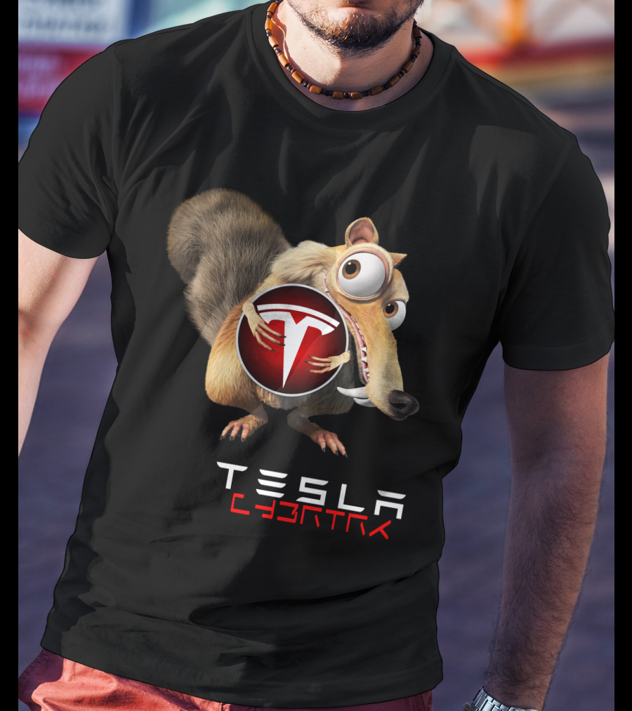 Tesla Cyb4Trk Ice Age Scrat Holding Tesla T-Shirt