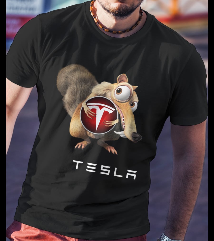 Tesla Ice Age Character Holding Tesla T-Shirt