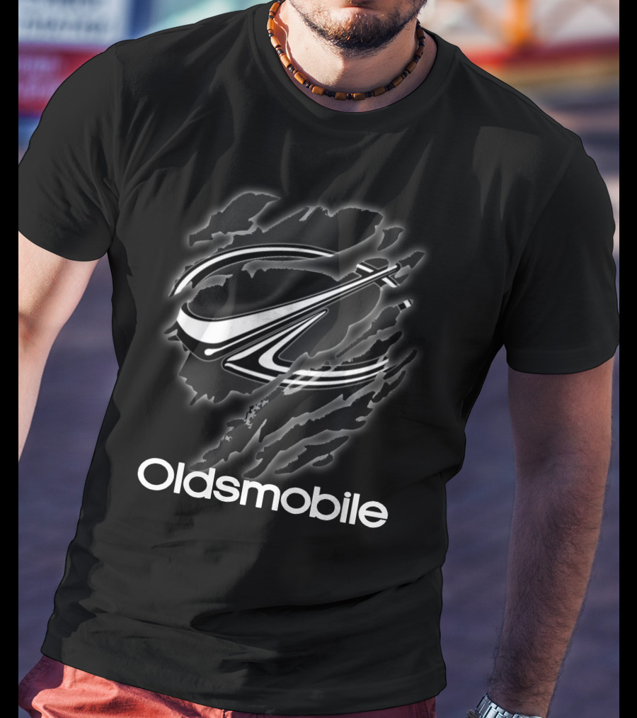 Oldsmobile Logo With Claw Marks Distressed Effect T-Shirt