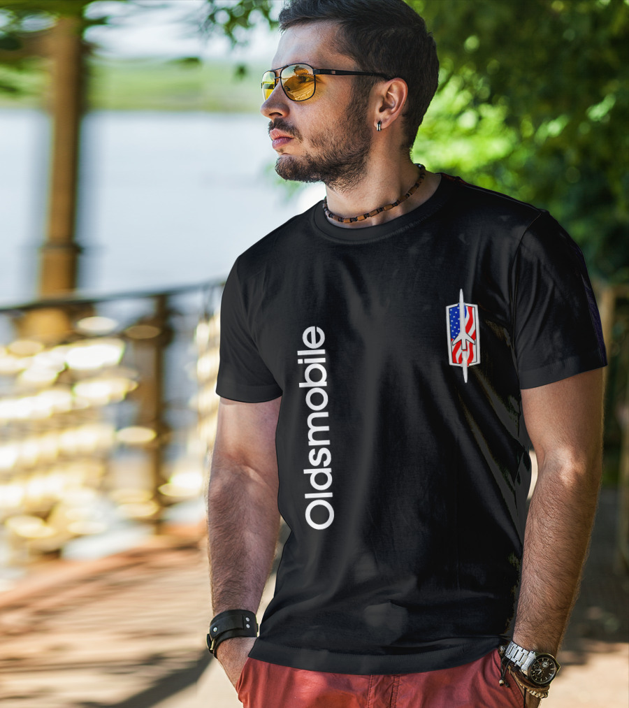 Oldsmobile Classic Logo With American Rocket Symbol T-Shirt