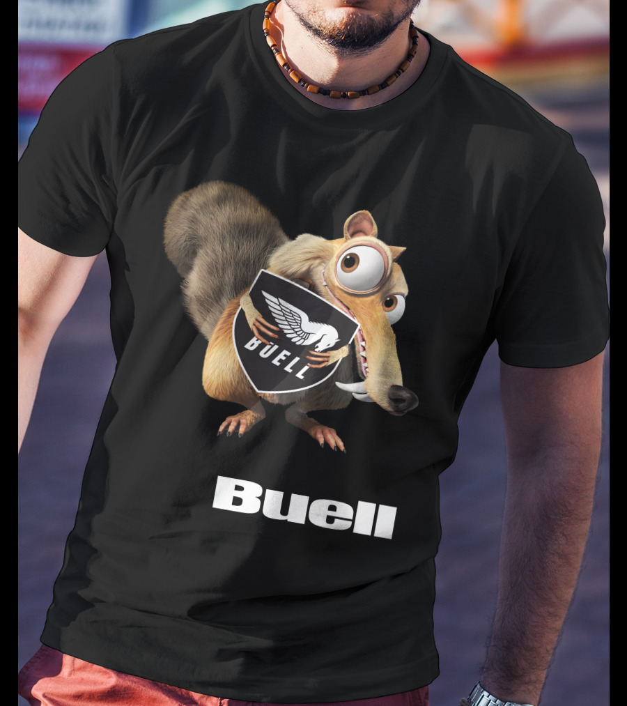 Buell Scrat Logo Iconic Character With Shield T-Shirt