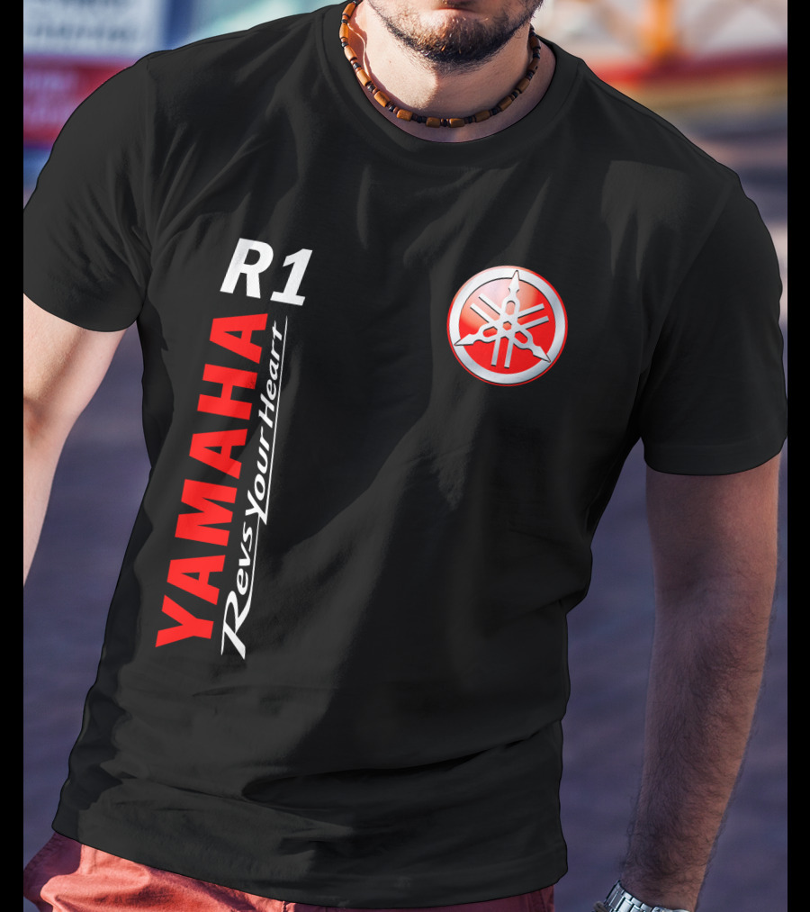 Yamaha R1 Revs Your Heart Vertical T-Shirt