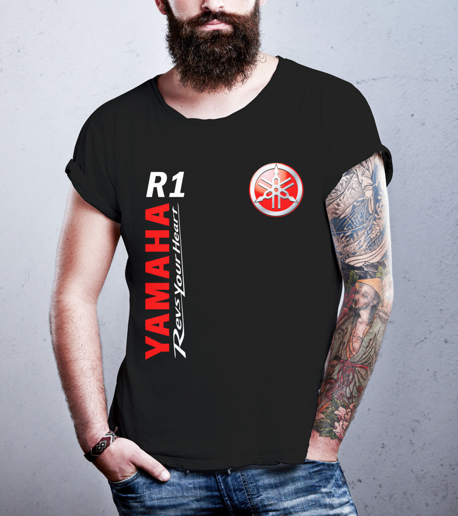 Yamaha R1 Revs Your Heart Vertical T-Shirt