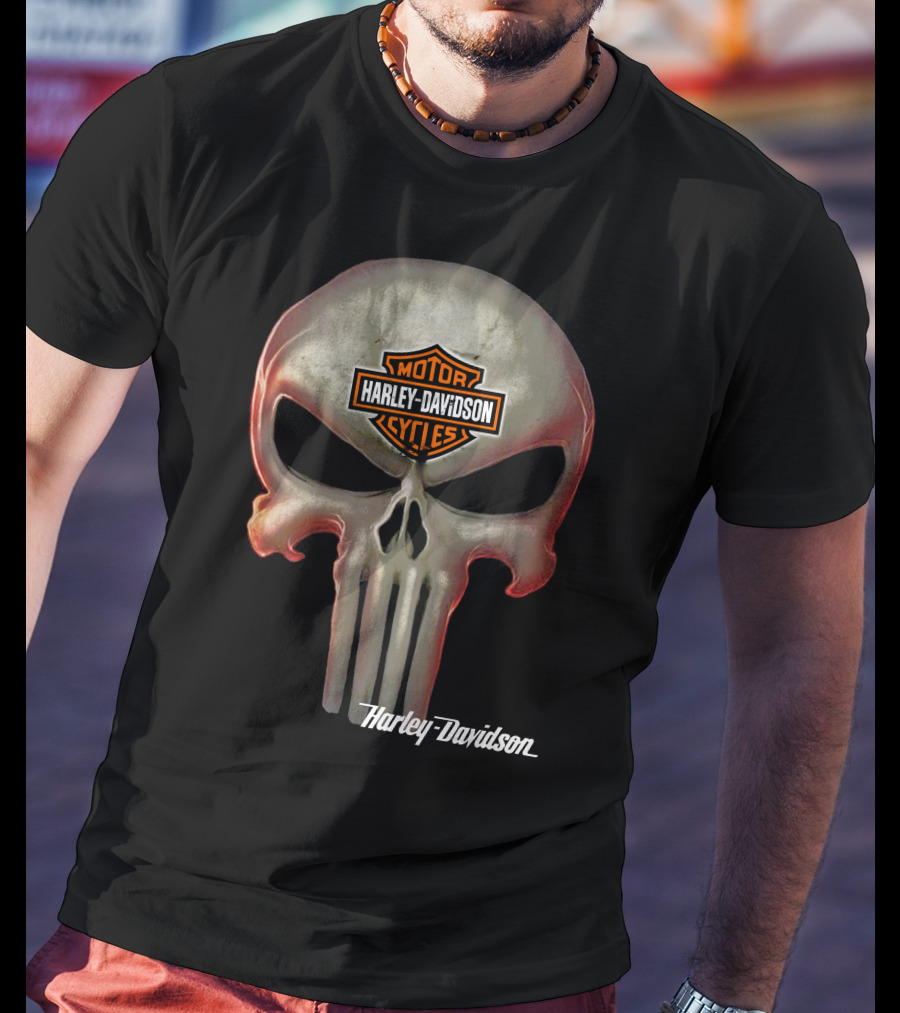 Punisher Skull Harley Davidson Motorcycles T-Shirt