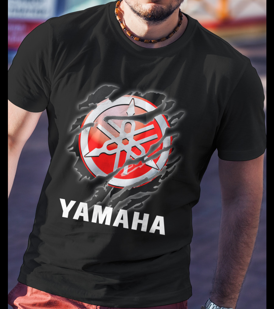 Yamaha Red And White Logo With Claw Marks T-Shirt