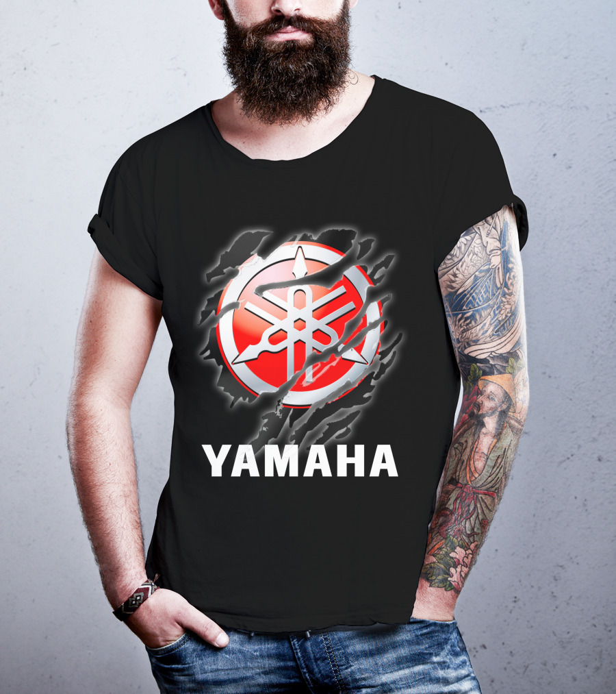 Yamaha Red And White Logo With Claw Marks T-Shirt