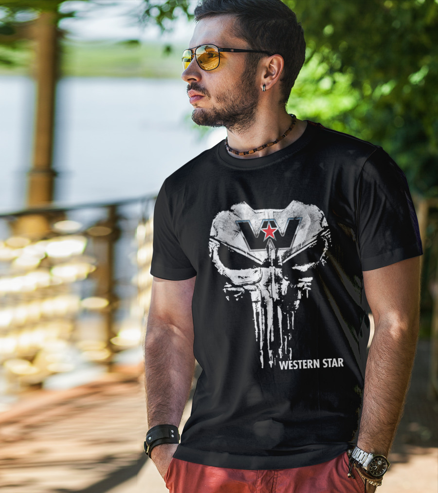 Western Star 06 Skull Logo With Red Star T-Shirt