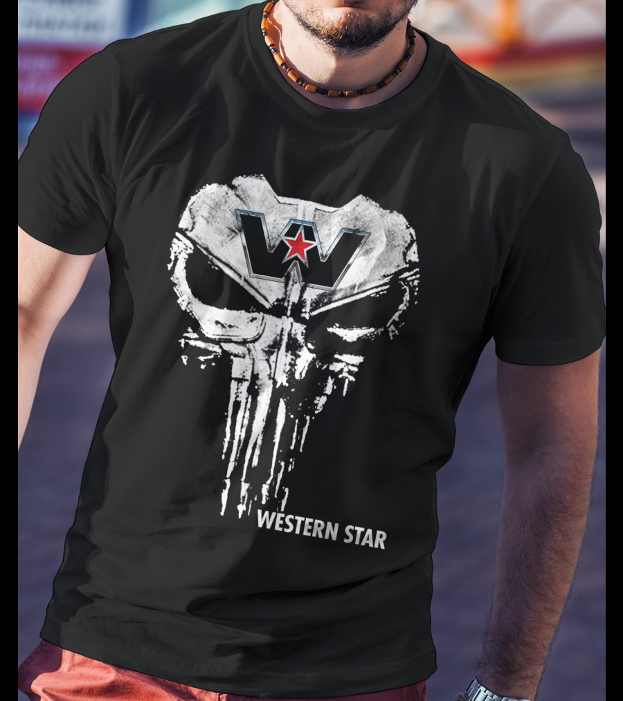 Western Star 06 Skull Logo With Red Star T-Shirt