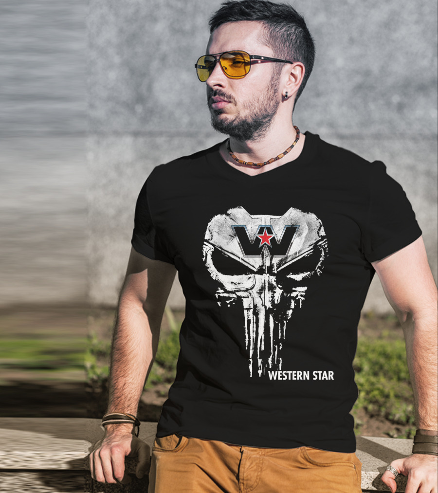 Western Star 06 Skull Logo With Red Star T-Shirt