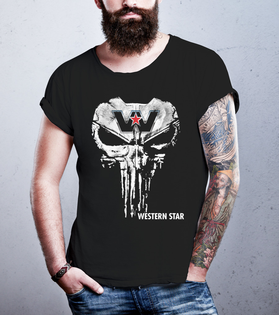 Western Star 06 Skull Logo With Red Star T-Shirt