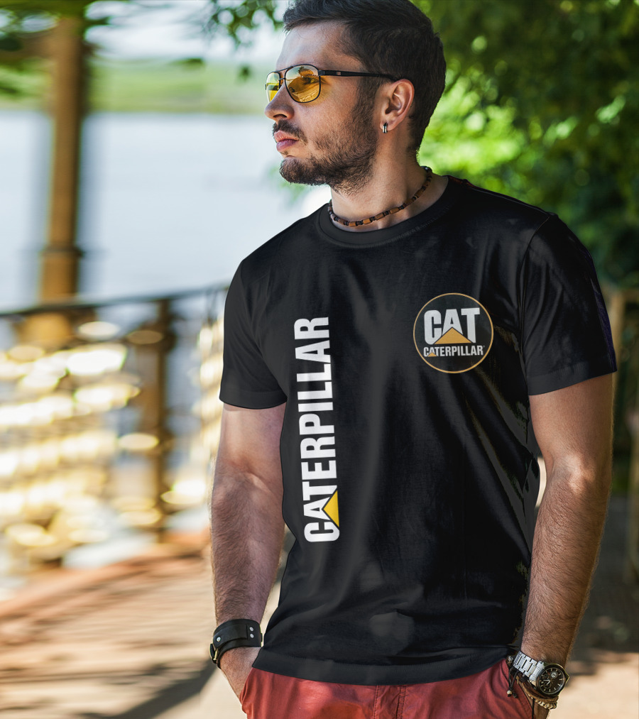 Caterpillar Cat Logo With Triangle T-Shirt